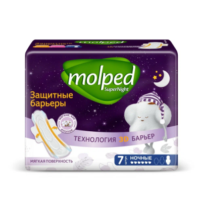 MOLPED прокладки ночные с барьерами супер 7шт
